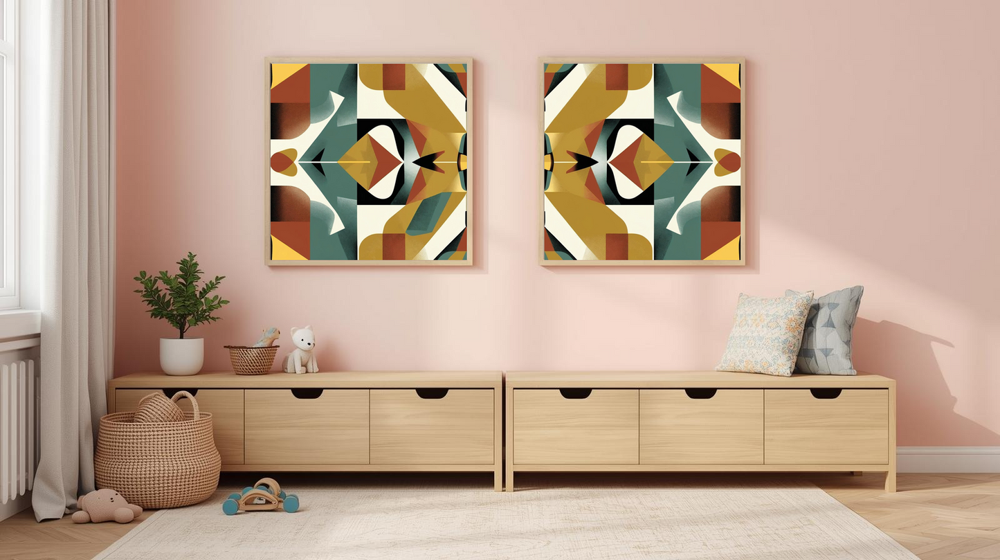 Mid Century Modern Geometric: Symmetry in Motion