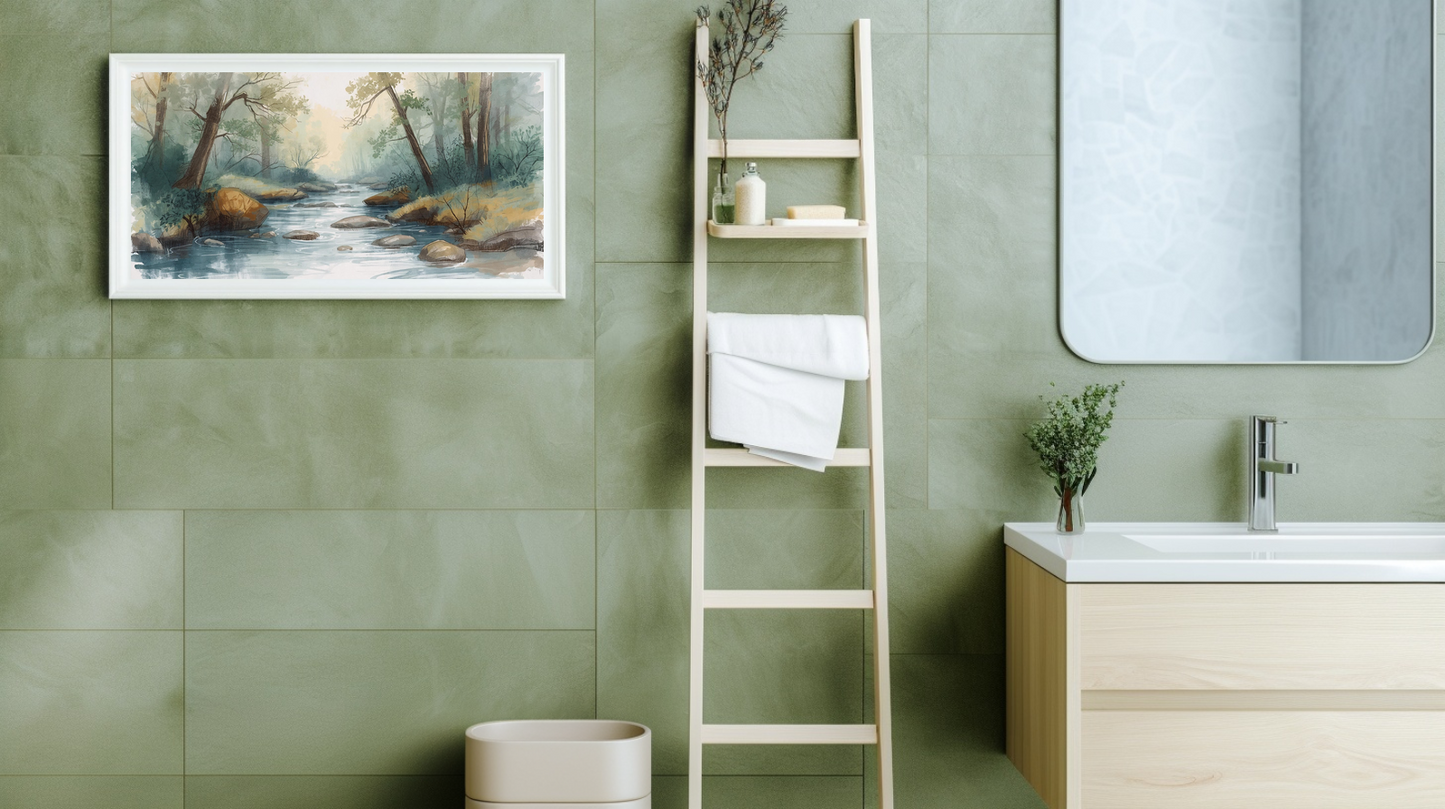 Serenity in Ink: Foreststream Stillness